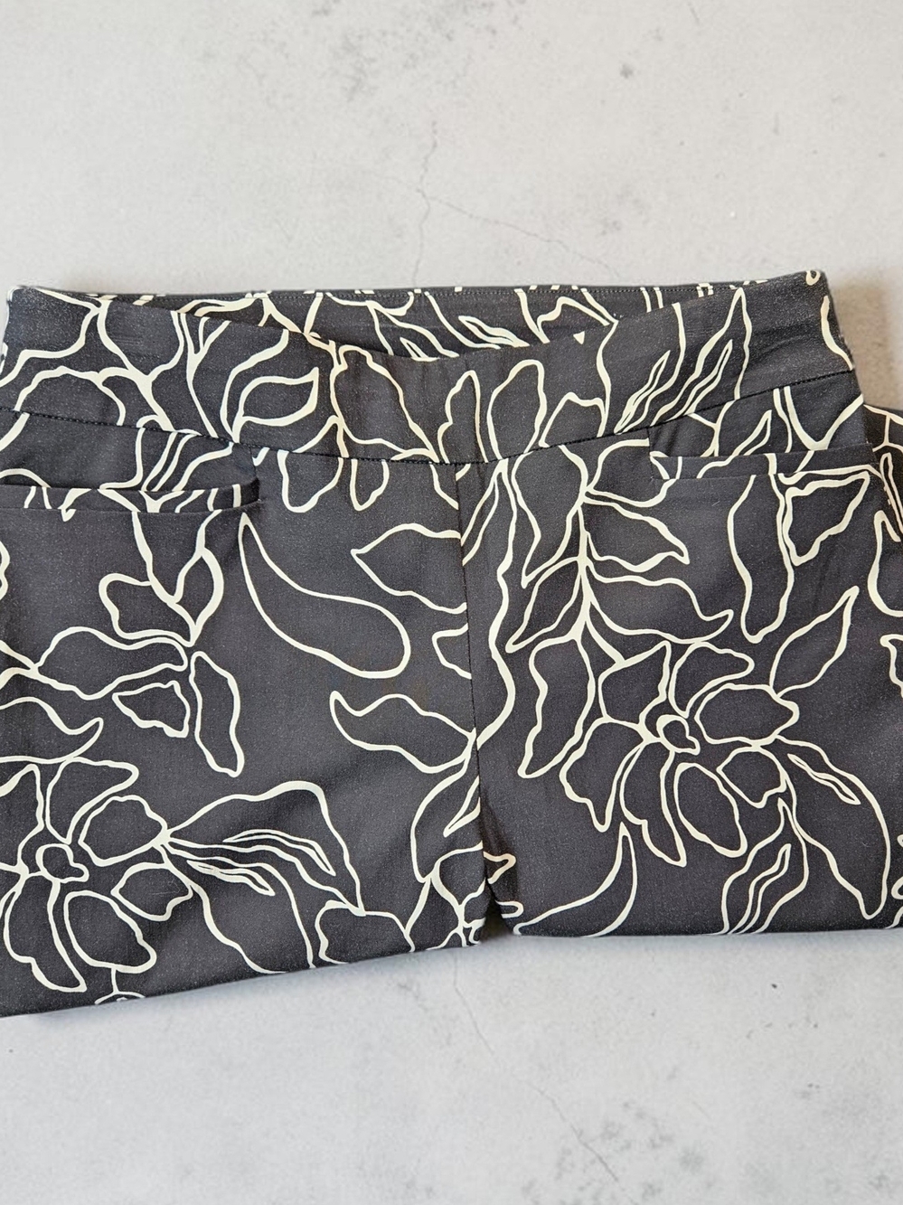 Chico's Black Shorts with White Floral Outline